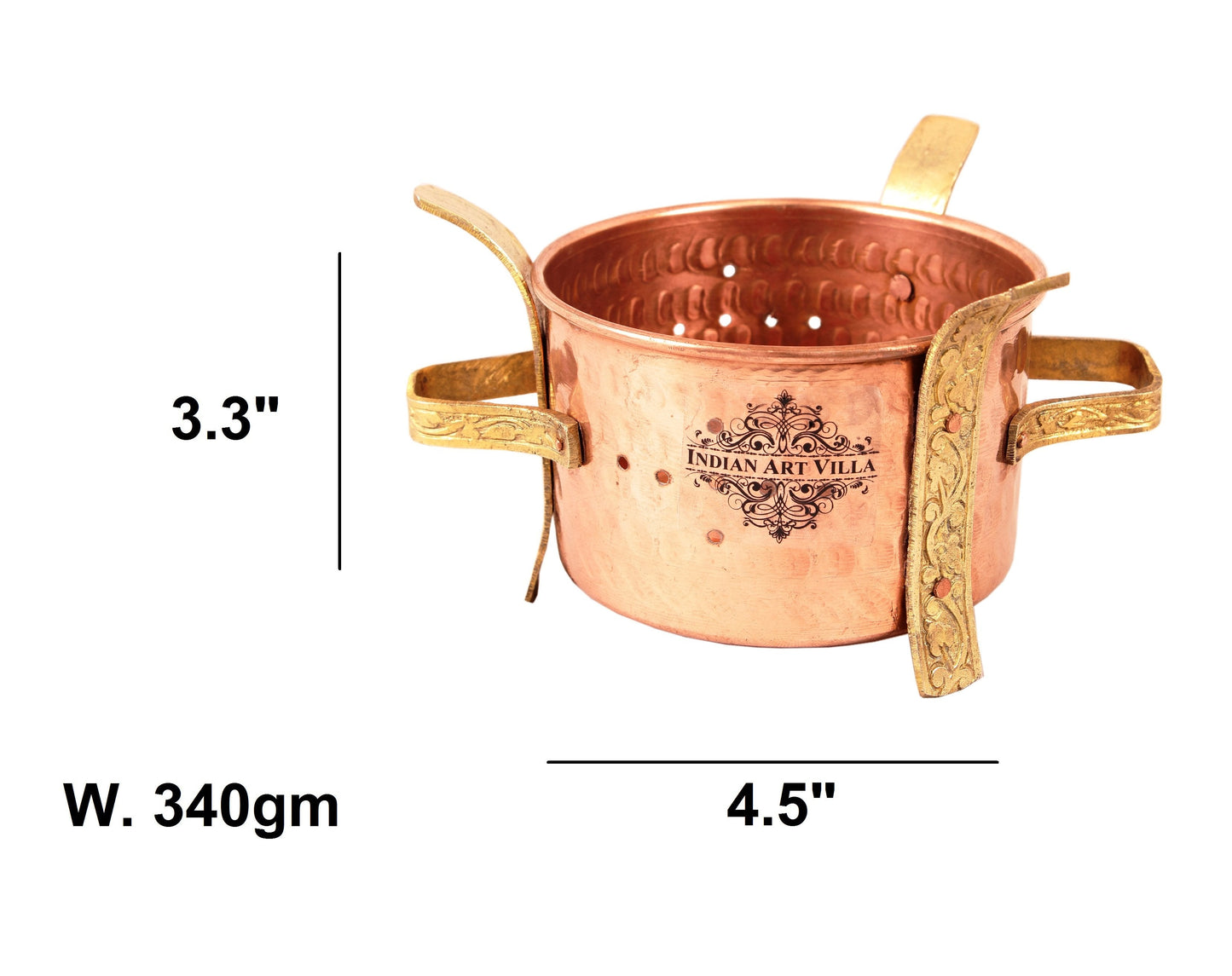 Handmade Pure Copper Food Warmer Angeethi with Brass Handle