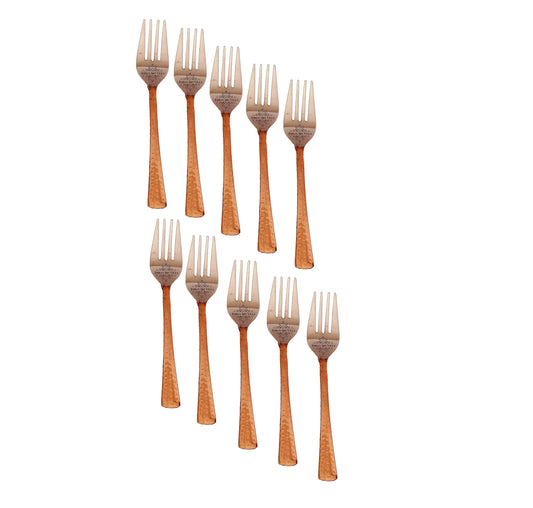Steel Copper Hammered Fork 17.78 CMSes Length