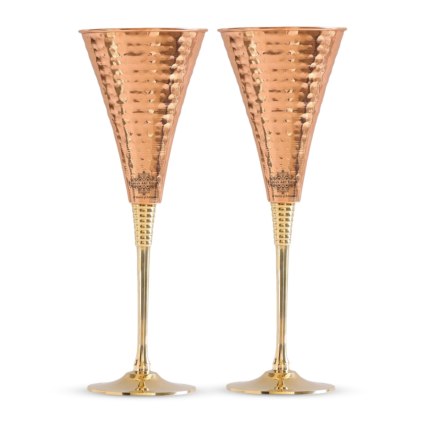 Pure Copper Designer Cocktail Glass with Brass Stand, Drinkware, Barware