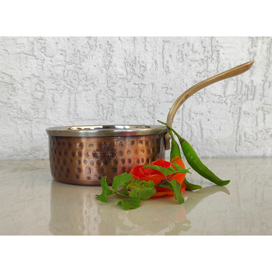Steel Copper Antique Dark Tone Design Sauce Pan with Brass Handle, Serveware & Tableware, Hotel Restaurant