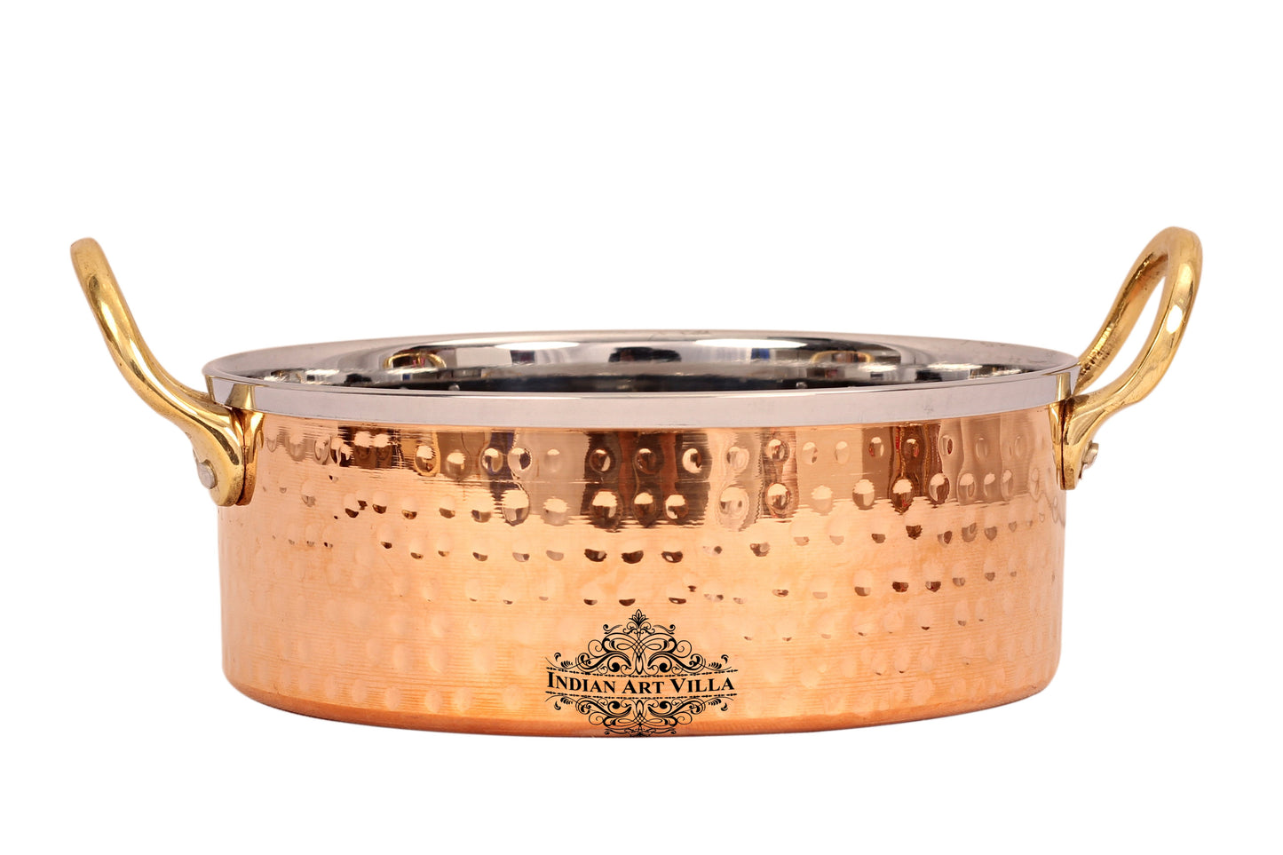 Pure Steel Copper Hammered Design Sauce Pot & Brass Handle