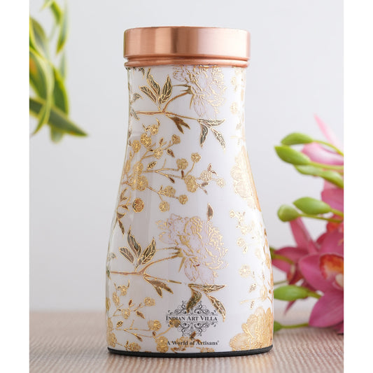 Pure Copper Gold Print Luxury Design Bedroom Bottle, Home Décor, Marble Finish, 950 ml