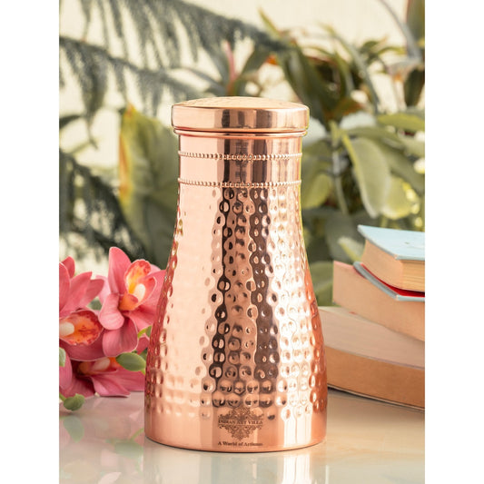 Pure Copper Bedroom Water Bottle with Inbuilt Glass