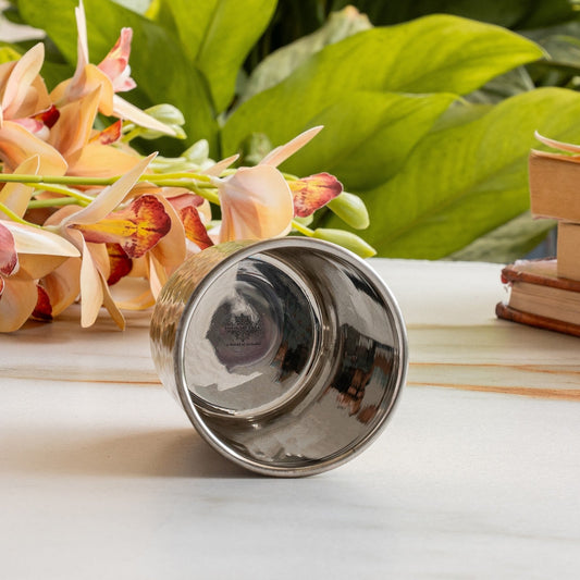 Pure Brass Steel Hammered & Dark Hammered Design Glass Tumbler