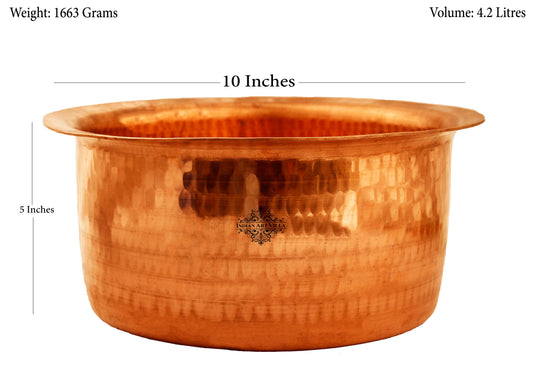 Handcrafted Pure Copper Hammered Design Patila | Bhagona, Servware, 4.2 Ltr.