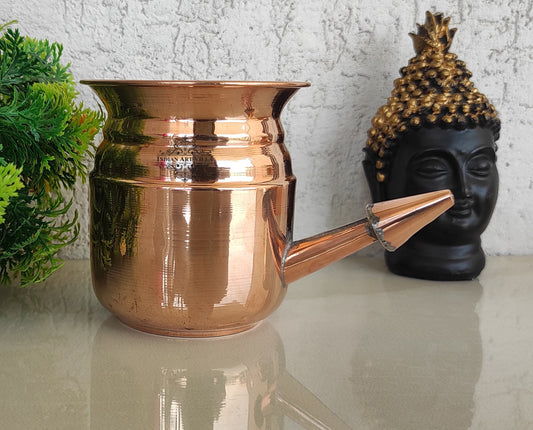 Pure Copper Handmade Ramjhara, NetiPot, used to Yoga Purposes Item, Drinkware, Serveware