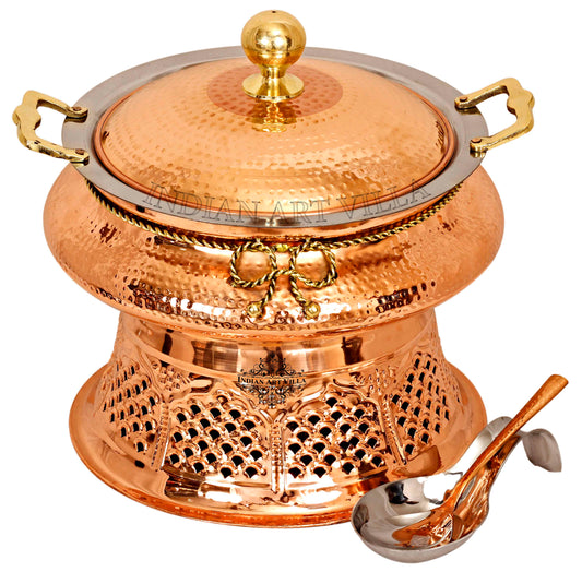 Pure Steel Copper Chafing Dish with Stand and Spoon