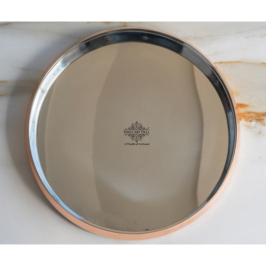 Handmade Pure Steel Copper Curved Thali, Tableware, Dinnerware, 33.02 cm
