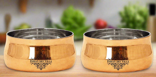 Handmade Pure Steel Copper Curved Bowl, Plain Design, Dinnerware, Serveware