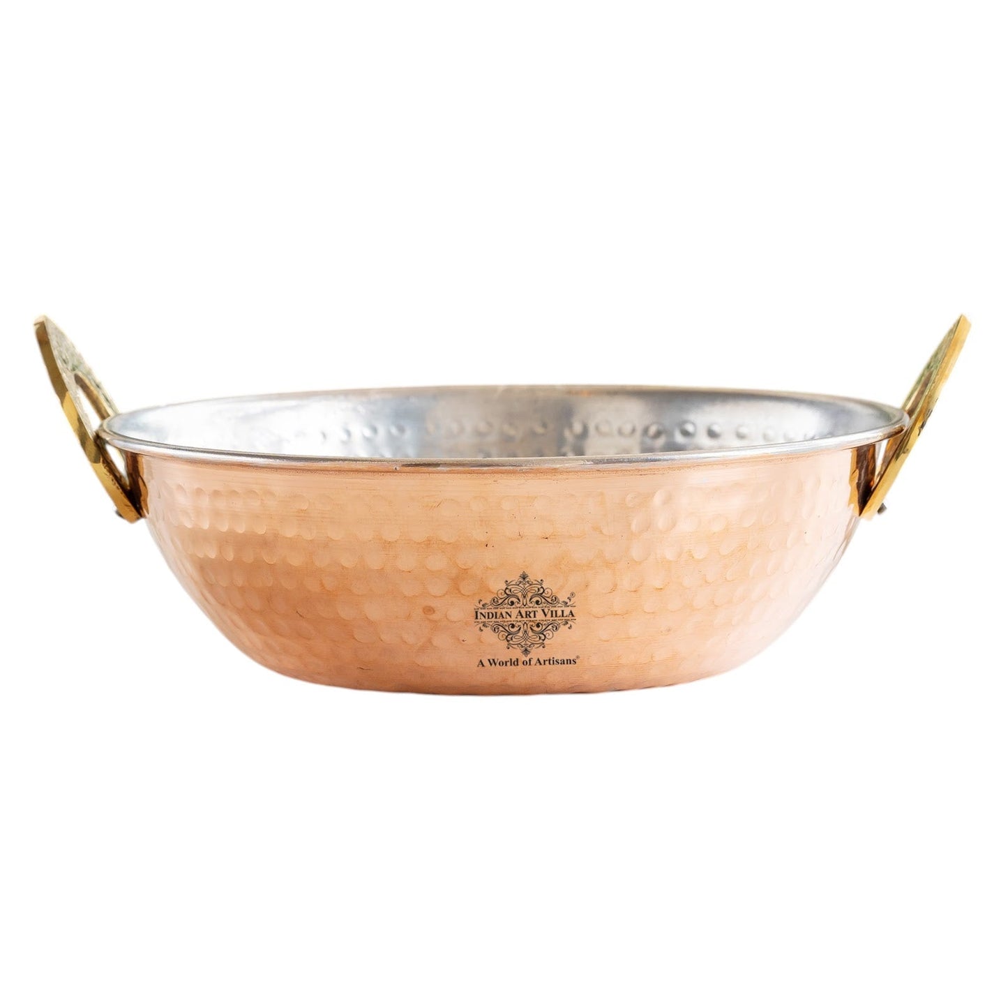 Pure Copper Kadai With Tin Lining, Hammered Design, Cookware & Tableware