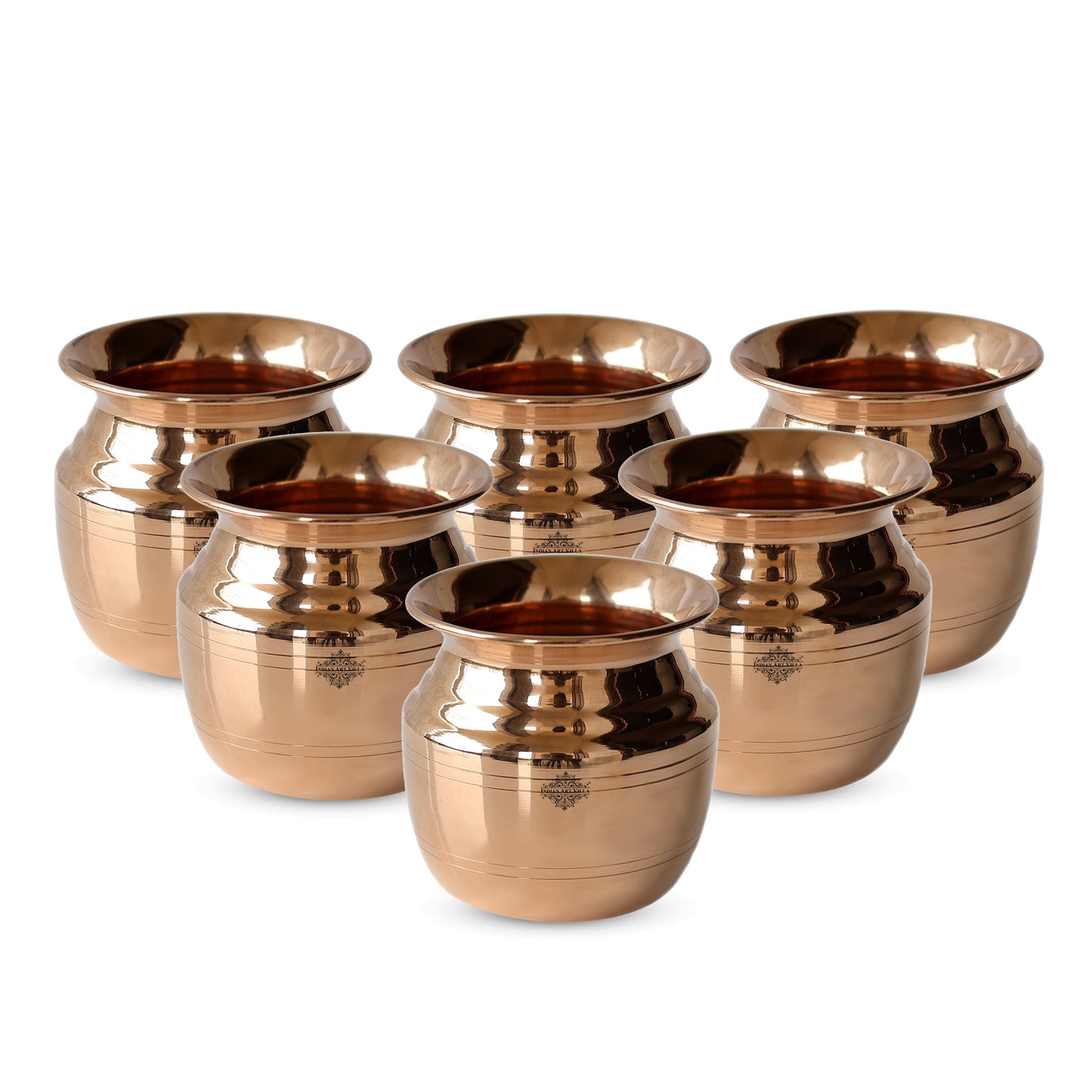 Pure Copper Lota\ Kalash With Wavy Neck Lining Design, Spiritual Items, Pooja Item, Storage & Serving Water