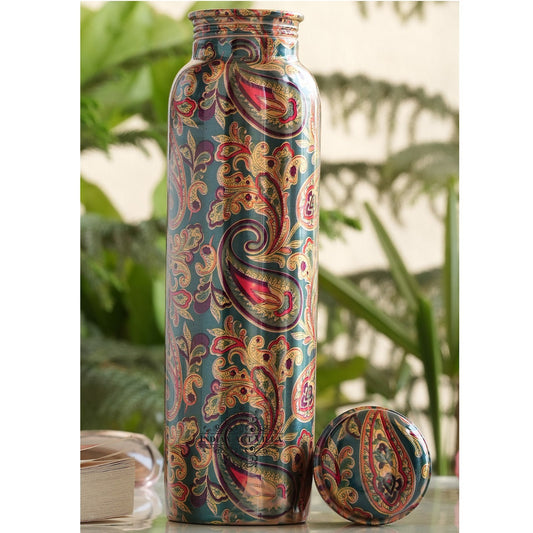 Pure Copper Water Bottle with Printed Design