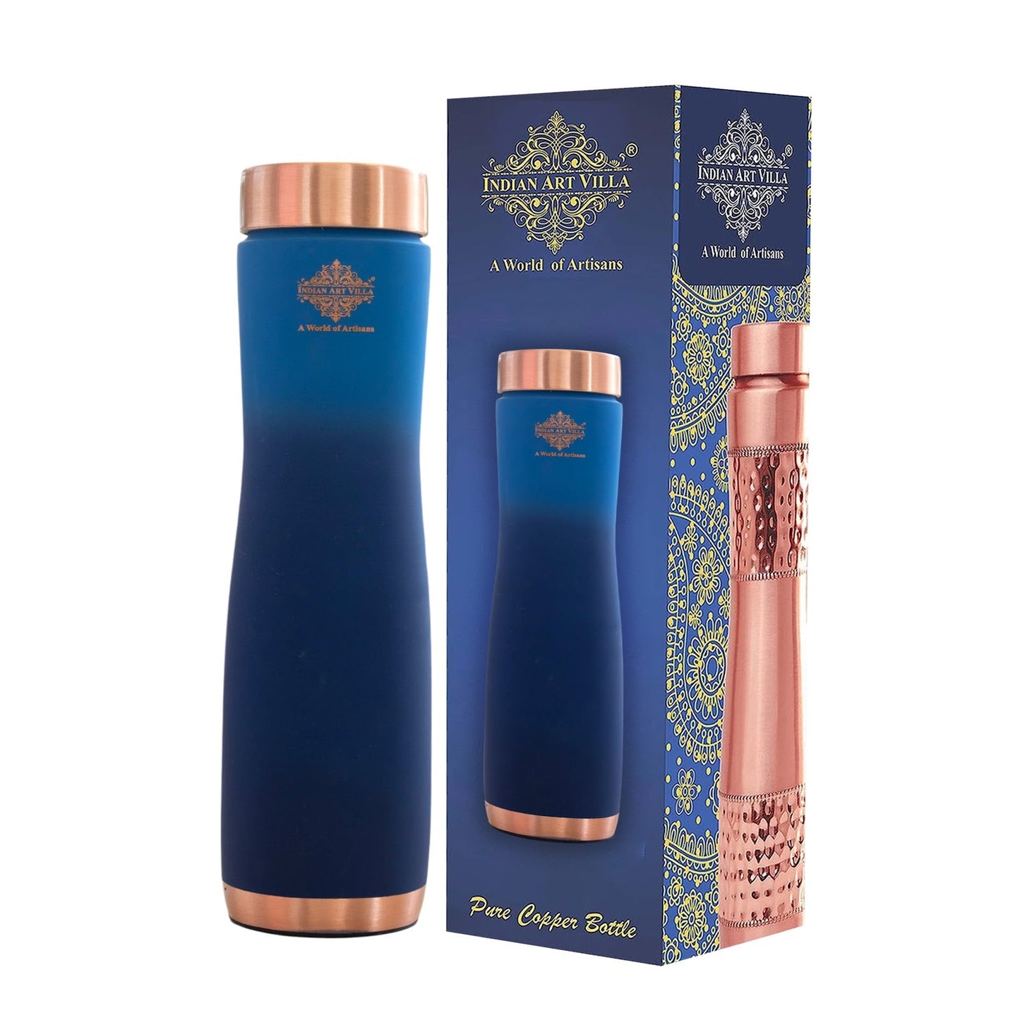 Pure Copper Water Bottle With Ombre Silk Finish Design – 1000ml