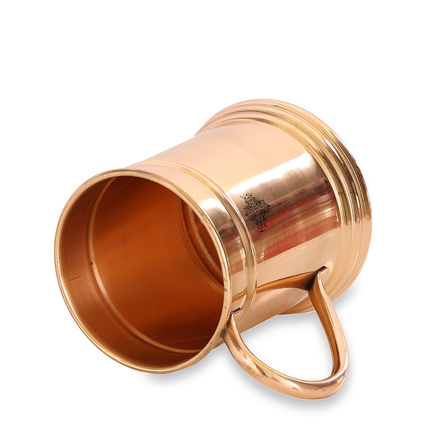 Pure Copper Handmade Mirror Line Design Moscow Mule Beer Mug with Copper Handle, Drinkware, Barware, 600ml