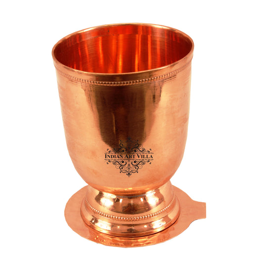 Copper Plain Design Wine Glass Tumbler with Bottom Coaster 450 ML