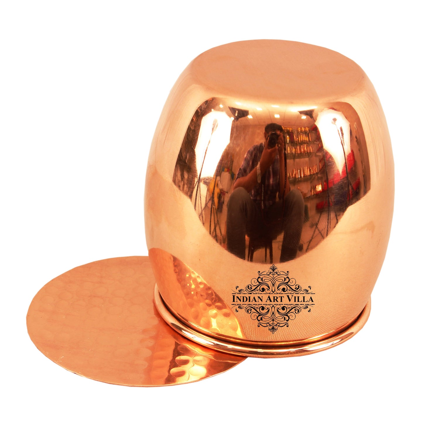 Round Copper Antique Finish Glass with Coaster – Craftsmanship for Healthy Living
