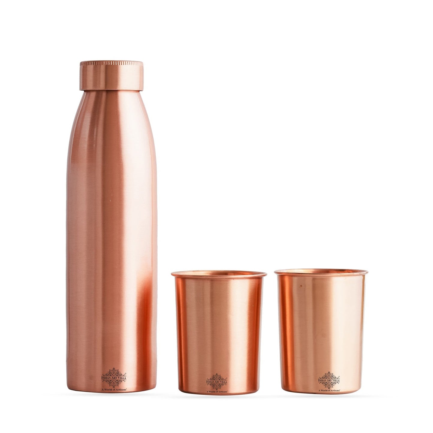 Pure Copper Drinkware Gift Set Seamless Design with Blue Gift Box