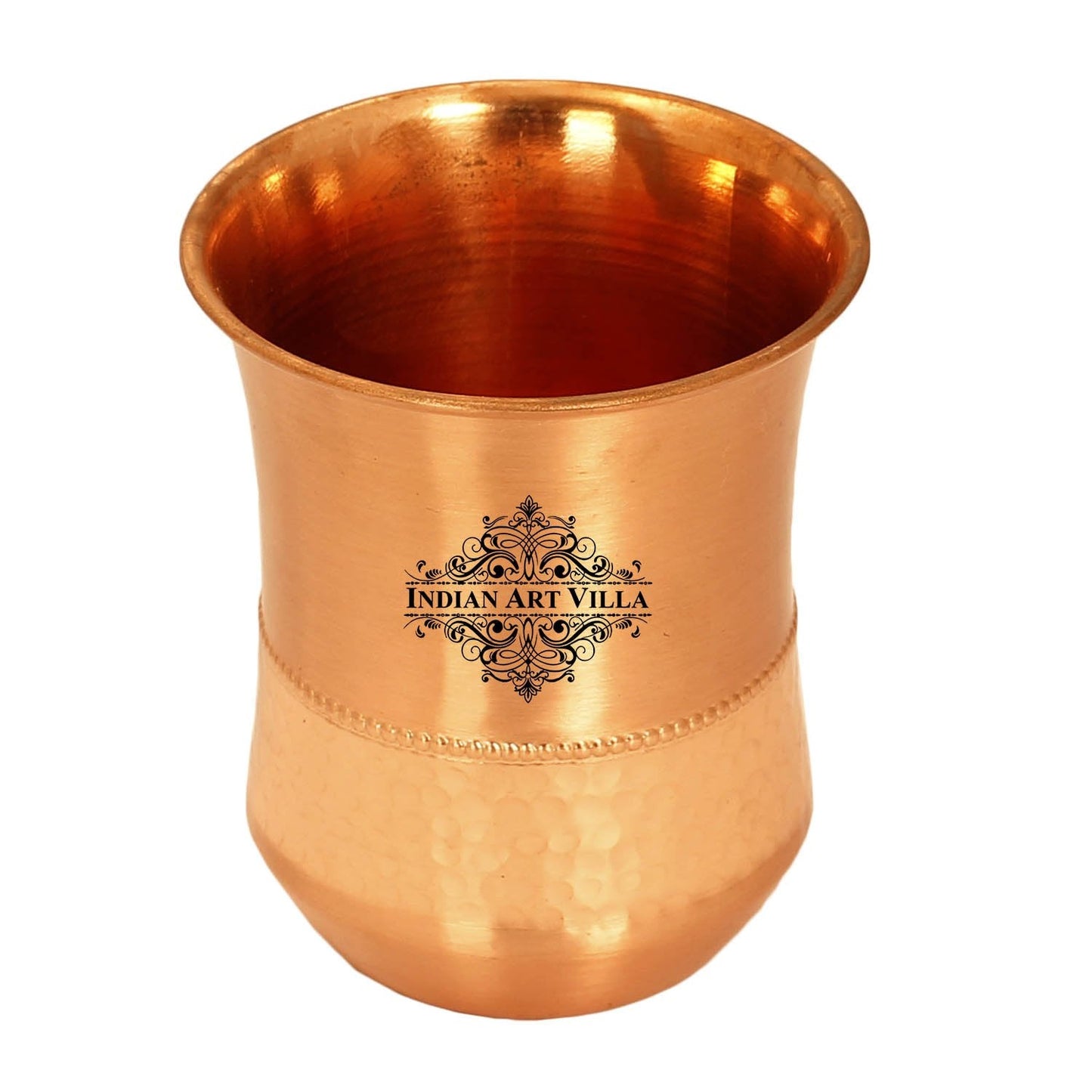 Pure Copper Hammered Design Smooth Bedroom Bottle with Glass