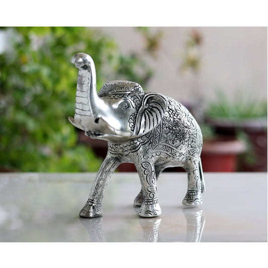 Aluminium Elephants With Dark Embosed Silver Finish Design, Home Decor, Room Decor, Handicarft Item & Decor, Color- Silver