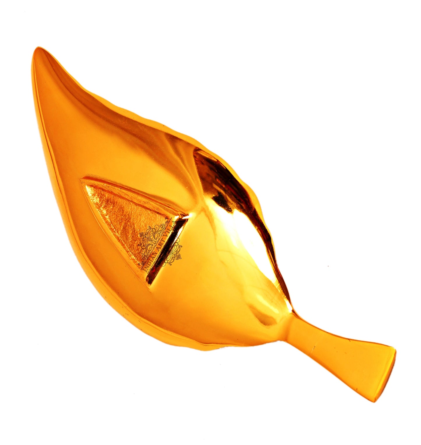 Gold Finish Leaf Design Alluminium Platter, Serveware Tableware, Hotel Home Restaurant, Length 33.02 cm, Gold