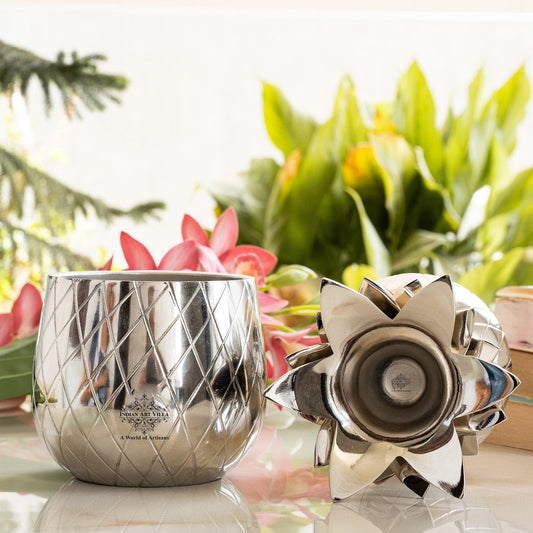Silver Color Metal Pinapple Shape Cup for Drinks & Decoration - 700 ML
