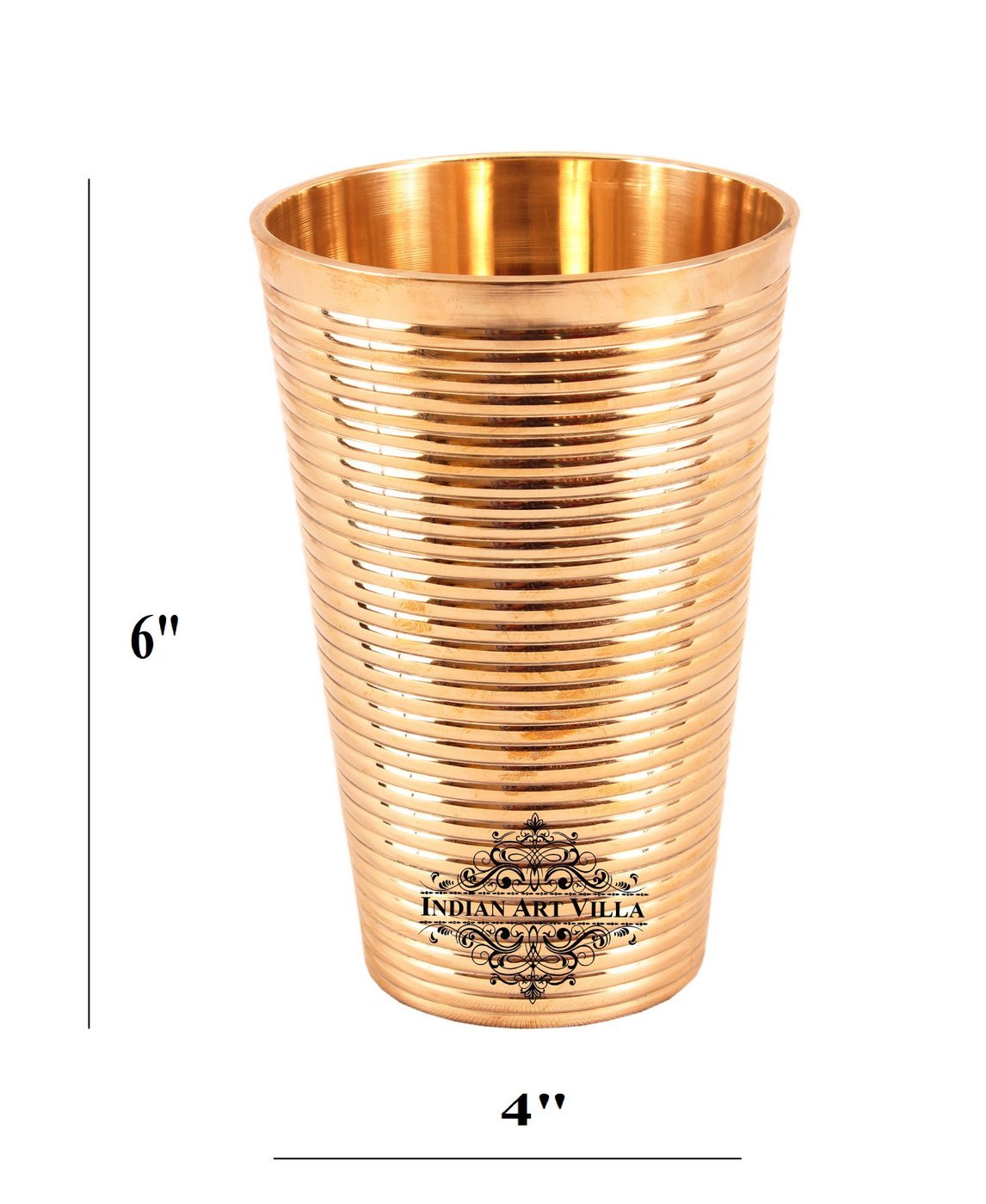Handcrafted Pure Bronze Lining Design Big Lassi Glass, Drinkware, Serveware, 770ml
