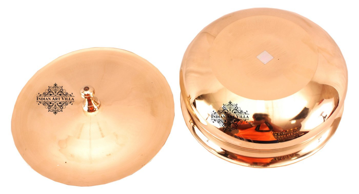 Pure Bronze Handmade Casserole With Lid Handcrafted in Matt Finish, Serveware, Tableware