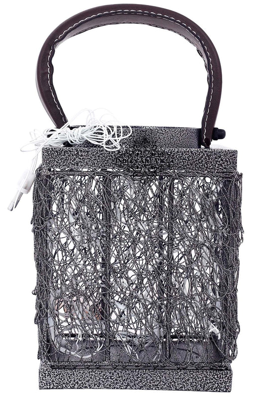 Handcrafted Iron Lamp with Handle, Decorative Items for Home, Hotel, Office, 12.70 cms