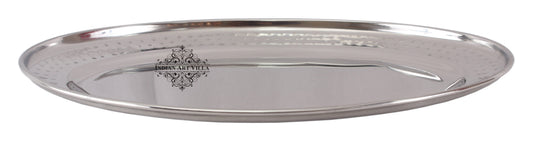 Steel Oval Tray Platter, Hammered Design, Set of 2 Platter, 30.48 CMS