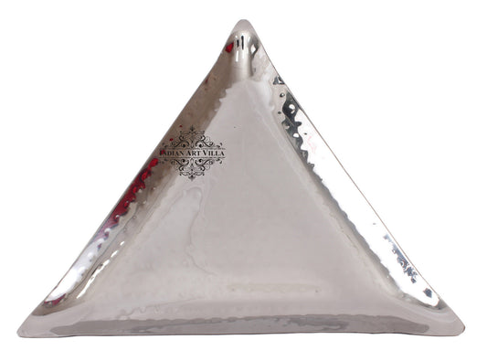 Steel Handi, Hammered Design, Set of 1 Triangular Tray with 1 Round Tray