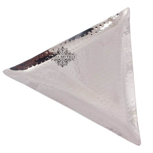 Steel Hammered Design Set of 1 Triangular Tray with 1 Square Tray