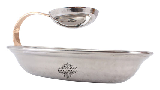 Steel Oval & Flat Chip And Dip Platter With Attached Bowl