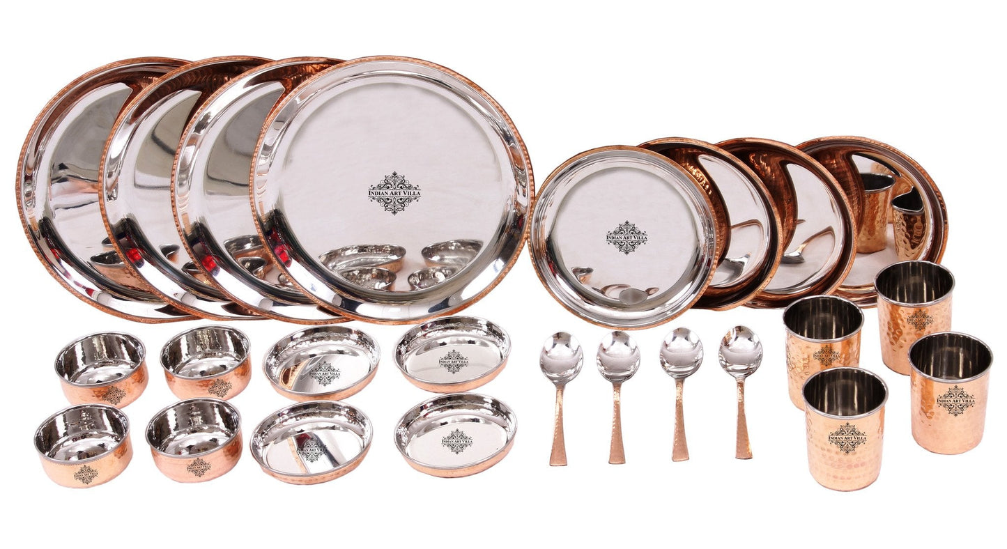Pure Steel Copper 24 Piece Traditional Kitchen Dinner Set