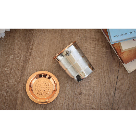 Pure Steel Copper Luxury Design Glass with a Copper Lid 250 ML