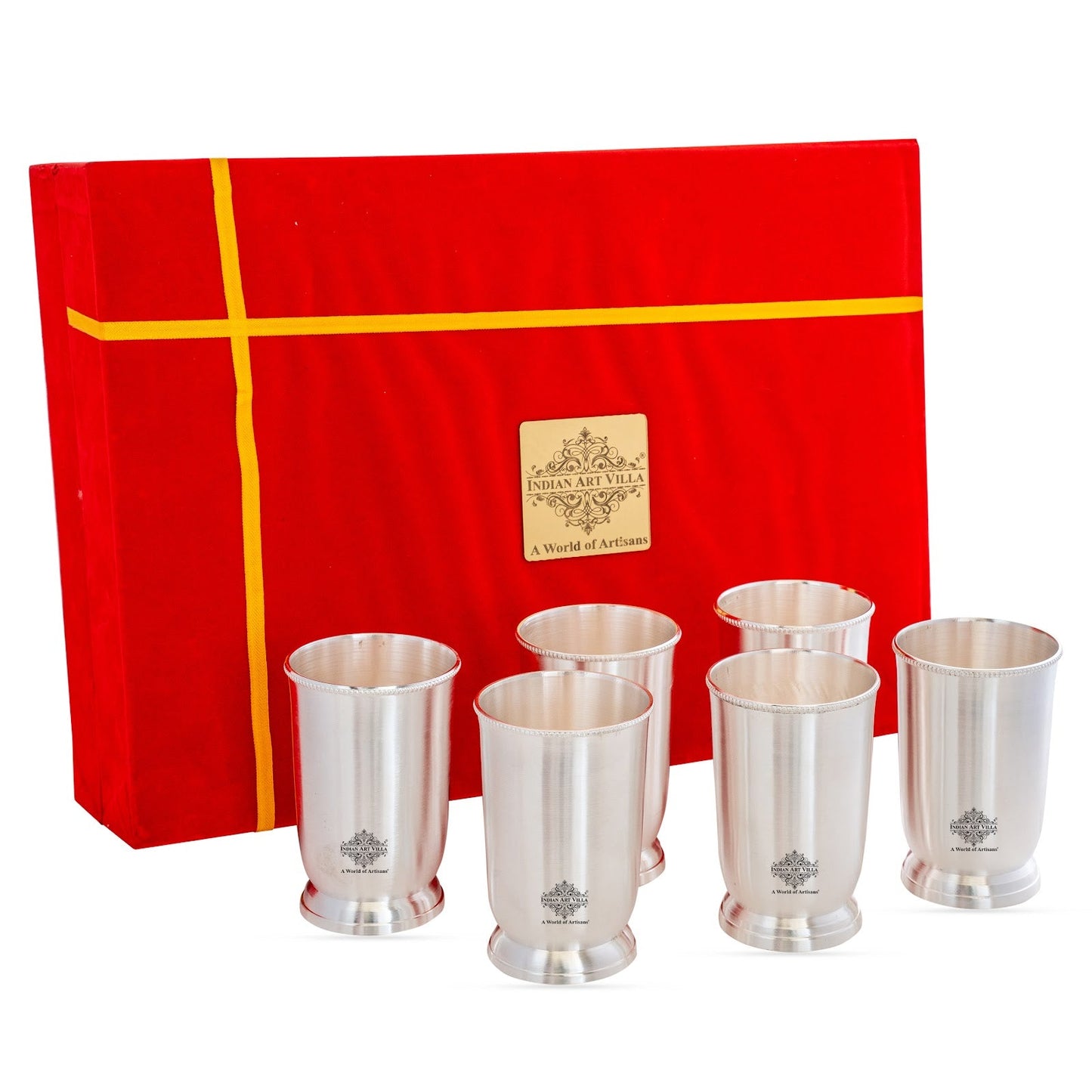 Handcrafted Pure Silver Plated Glass with Plain Design, Drinkware, Serveware, Tableware