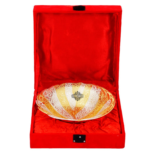 Silver Plated Gold Polished Leaf Design Bowl