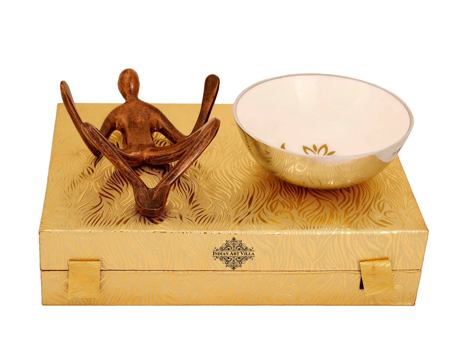 Silver Plated Decorative Bowl With Human Stand , Serveware , Width 26.42 cm