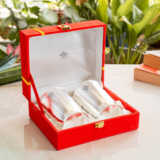 Silver-Plated Matt Finish Glass With Red Velvet Glass