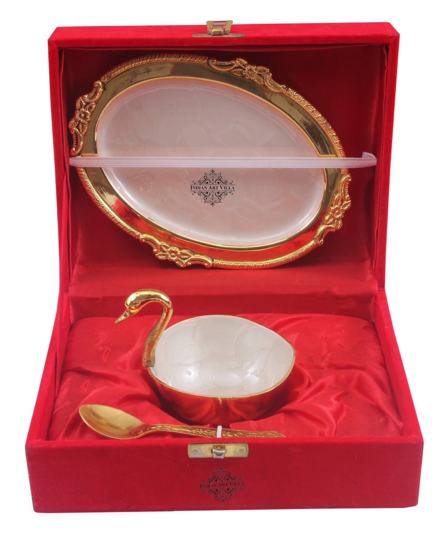 Pure Gold Polish Ceramic Finish Duck Design Bowl with 1 Tray & 1 Spoon