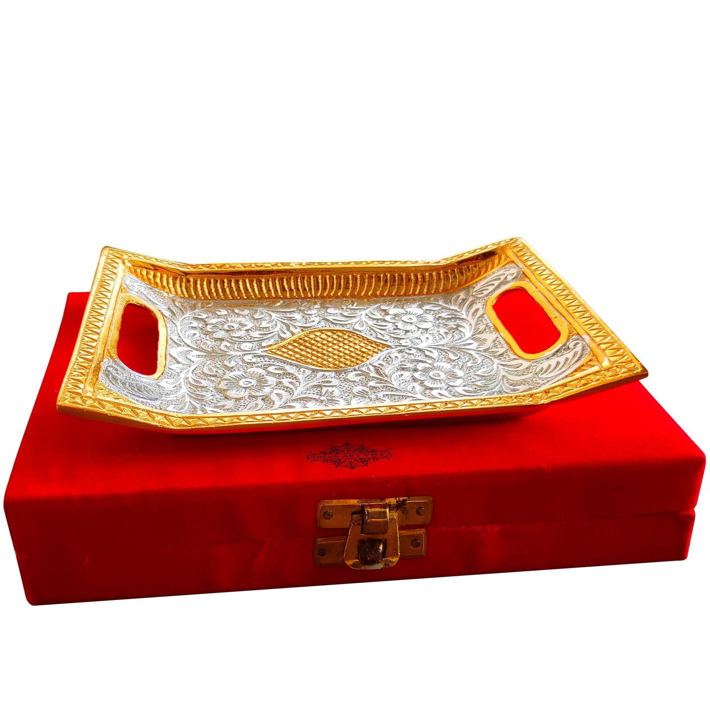 Silver-plated gold Polished Aluminum Engraved rectangular Platter