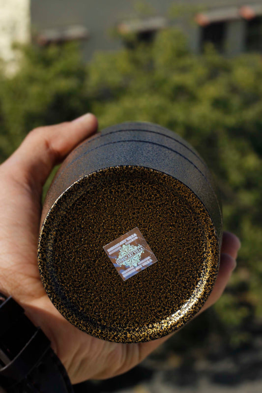 Stainless Steel Water Bottle Curve & Lining Design With Steel Cap & Antique Gold Color , Size-1000 ML, Travelling Purpose, Long Lasting, Drinkware, 1 Piece