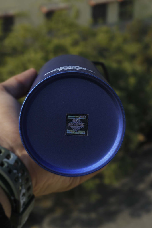 Steel Flat Bottle With Sipper Cap Blue Matt 750 ML