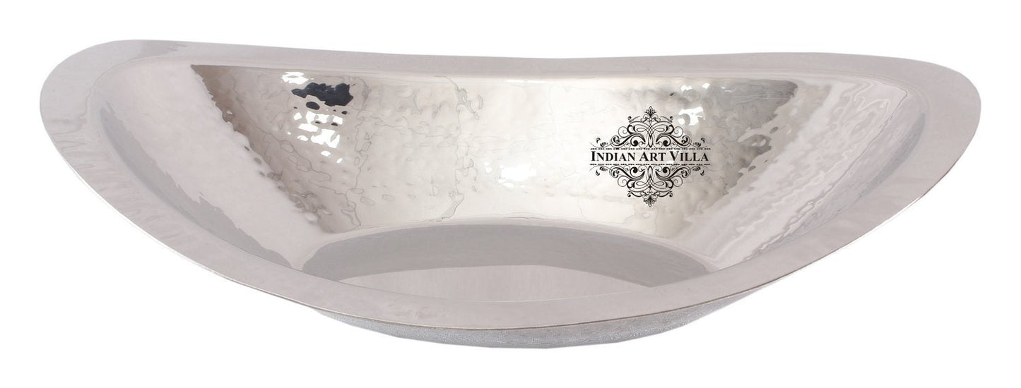Steel Hammered Design Oval Bread Basket