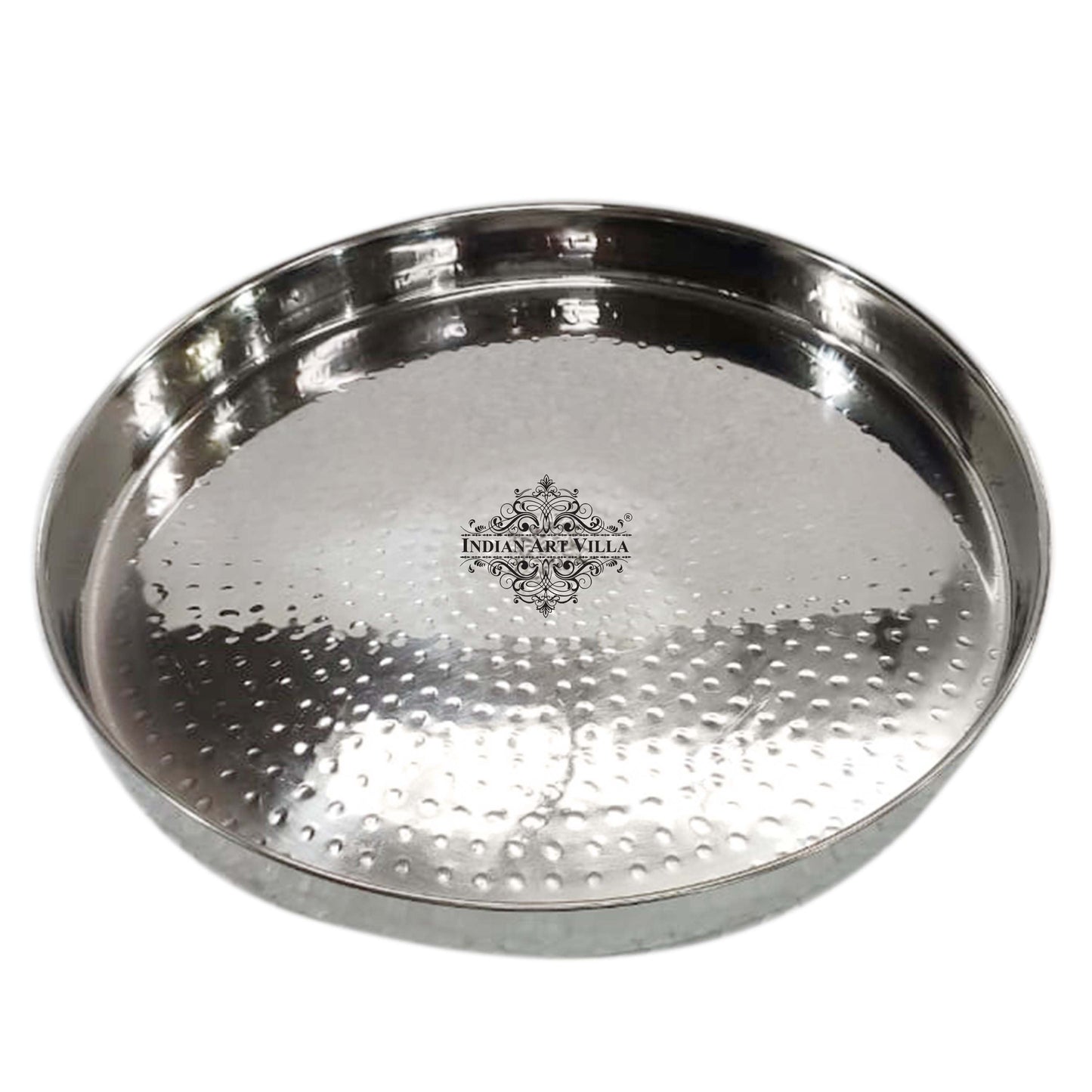 Pure Stainless Steel Hammered Design Plate / Thali | 30.48 cm