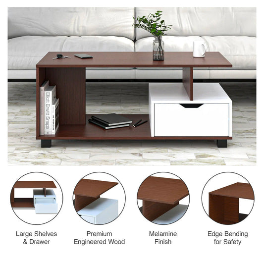 Nilkamal Denzel Coffee Table (Urban Walnut / Oak White)