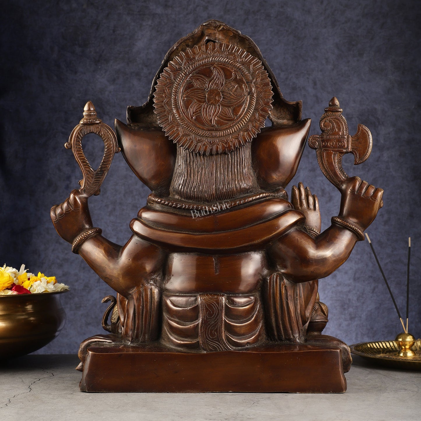 Rare Vinayaka Statue: Pure Brass with Antique Tone | 18.5 inch