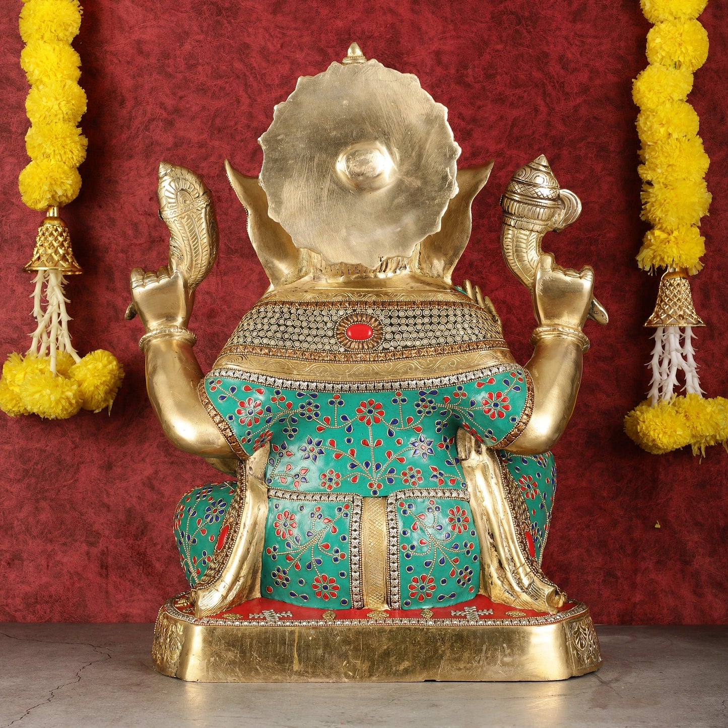 Pure Brass Right-Side Trunk Ganapati Statue - 22-Inch