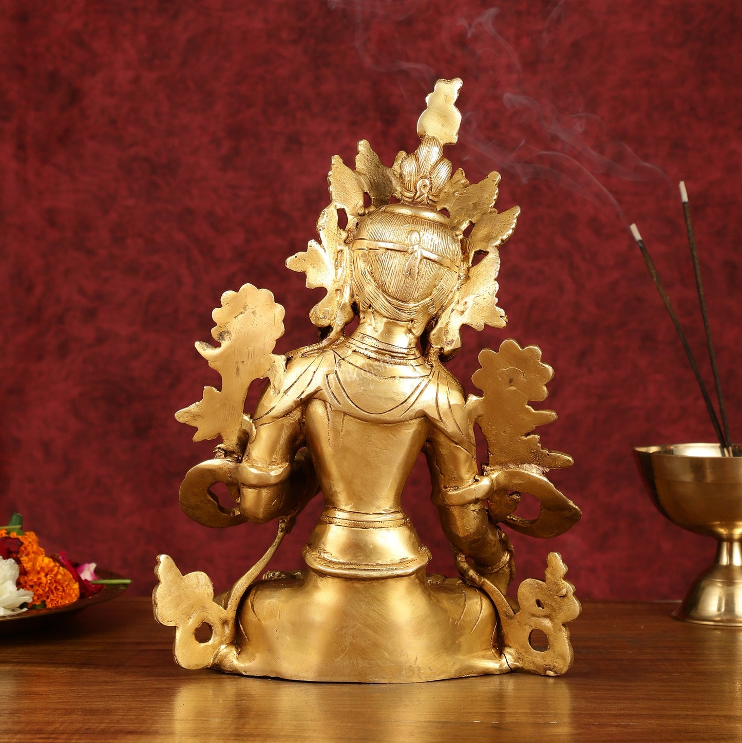 Sacred 11-Inch Pure Brass White Tara Devi Statue - Handcrafted Sculpture