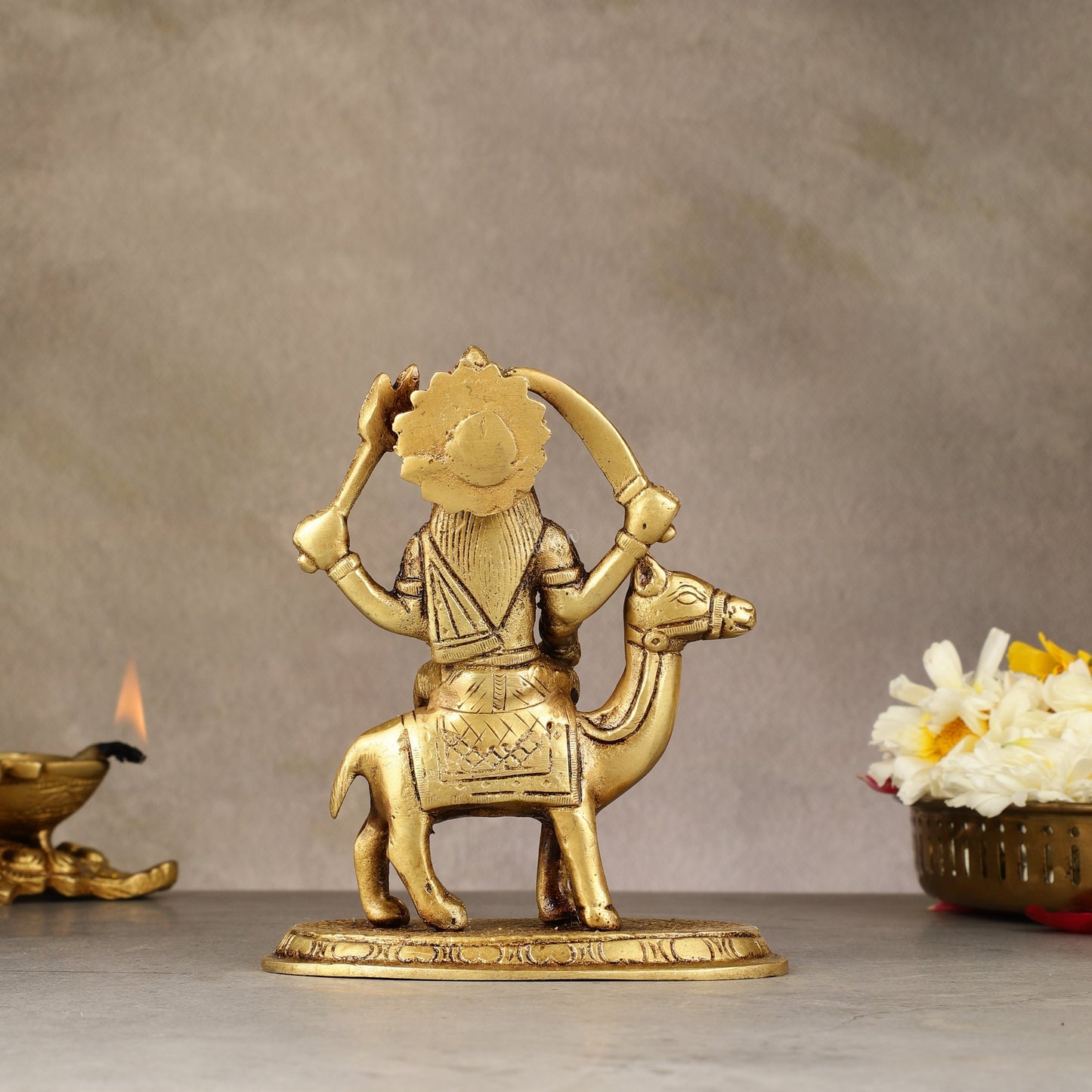 Pure Brass Dasama Momoi Mata Seated on Camel Idol 5.5 inch