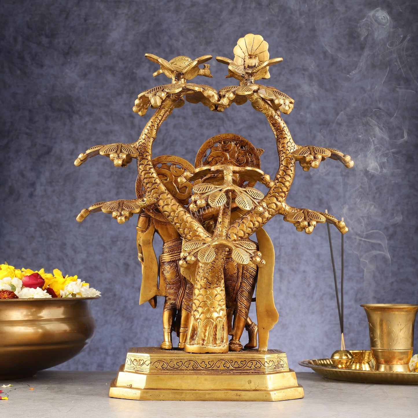 Pure Brass Radha krishna under tree idol 17 inch